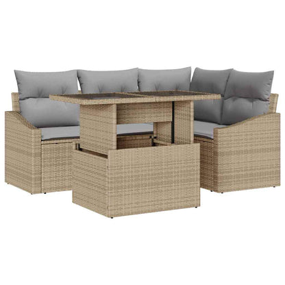 Garten-Sofa-Set 5 stk. Beige und Hellgrau