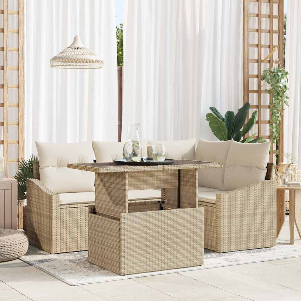 Garten-Sofa-Set 5 stk. Beige und Creme