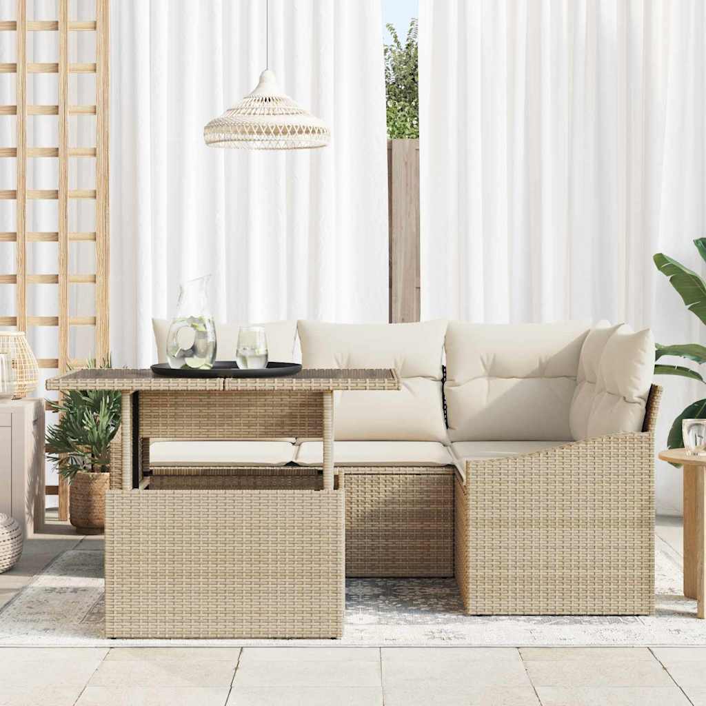 Garten-Sofa-Set 5 stk. Beige und Creme
