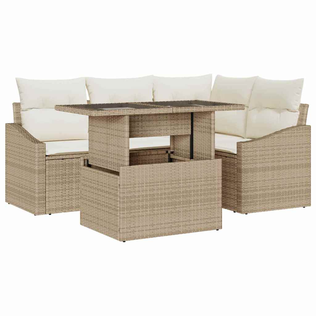 Garten-Sofa-Set 5 stk. Beige und Creme