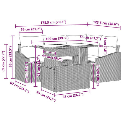 Garten-Sofa-Set 5 stk. Beige und Creme