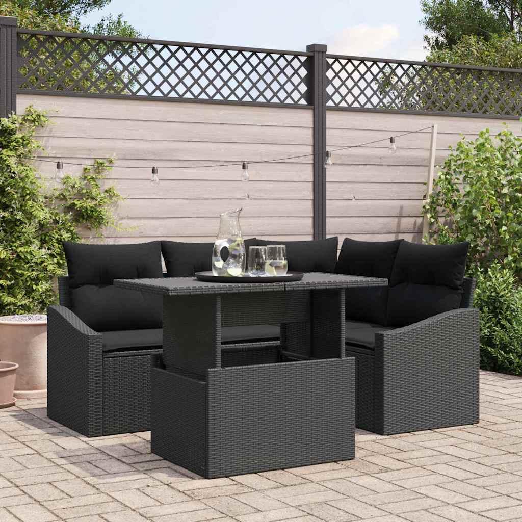 Garten-Sofa-Set 5 stk. Schwarz