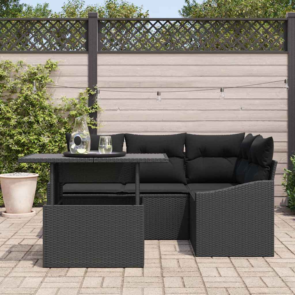 Garten-Sofa-Set 5 stk. Schwarz