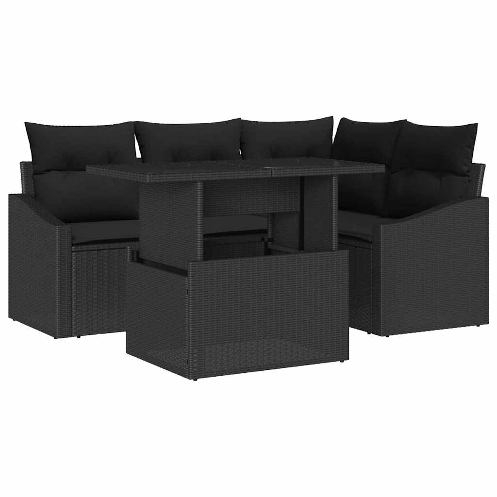Garten-Sofa-Set 5 stk. Schwarz