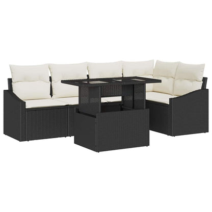 Garten-Sofa-Set 6 stk. Schwarz und Creme