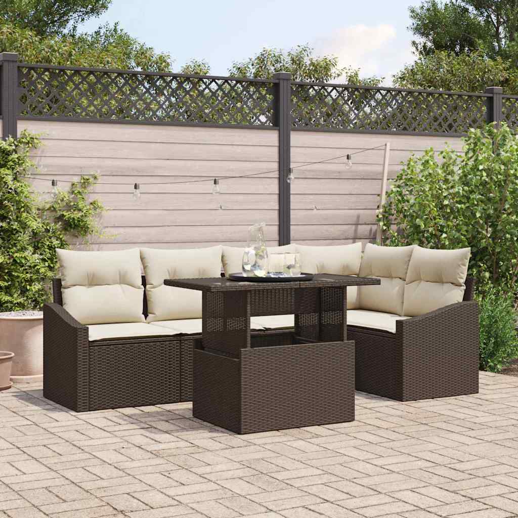 Garten-Sofa-Set 6 stk. Braun und Creme