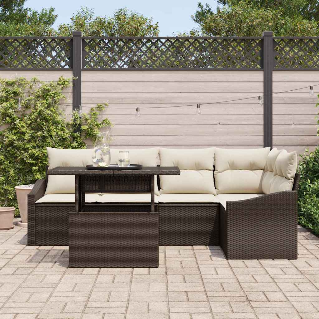 Garten-Sofa-Set 6 stk. Braun und Creme
