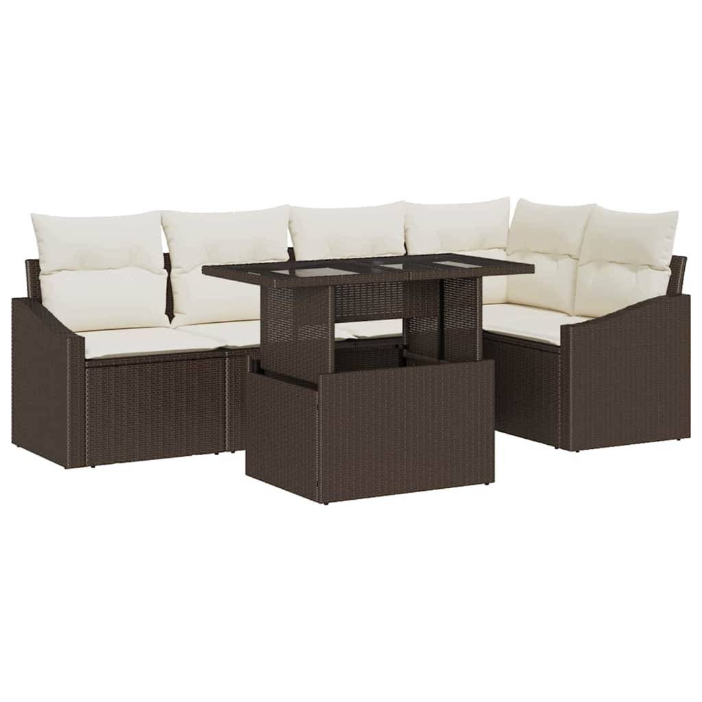 Garten-Sofa-Set 6 stk. Braun und Creme