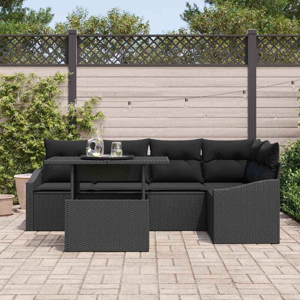 Garten-Sofa-Set 6 stk. Schwarz