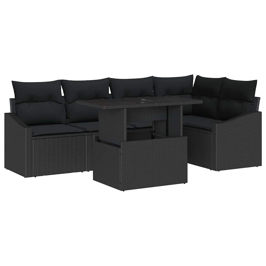 Garten-Sofa-Set 6 stk. Schwarz