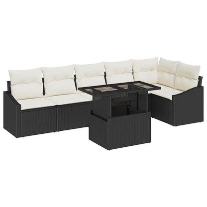 Garten-Sofa-Set 7 stk. Schwarz und Creme