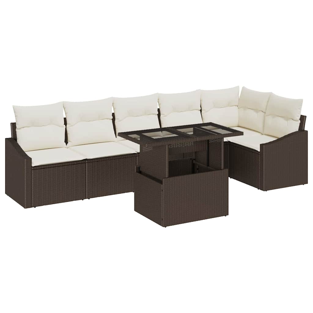 Garten-Sofa-Set 7 stk. Braun und Creme