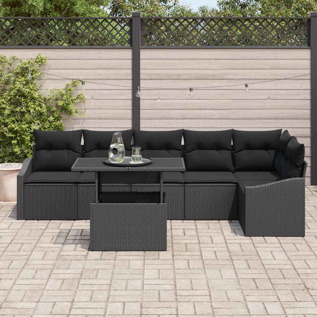 Garten-Sofa-Set 7 stk. Schwarz