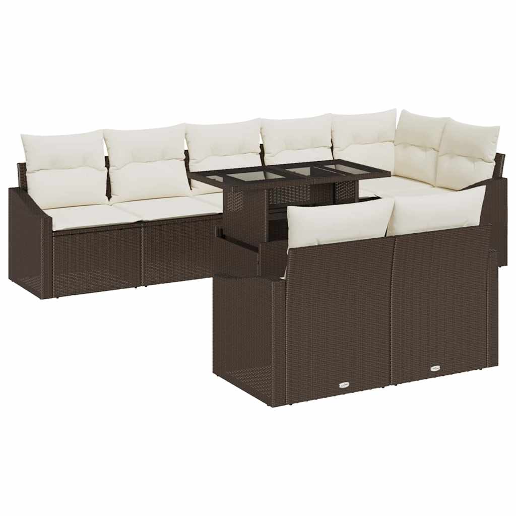 Garten-Sofa-Set 9 stk. Braun und Creme