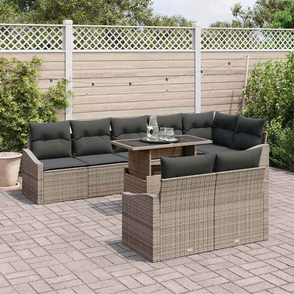 Garten-Sofa-Set 9 stk. Grau