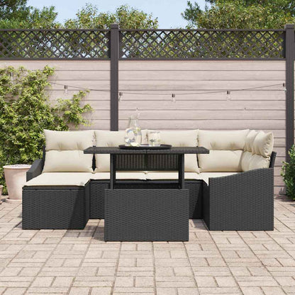 Garten-Sofa-Set 7 stk. Schwarz und Creme