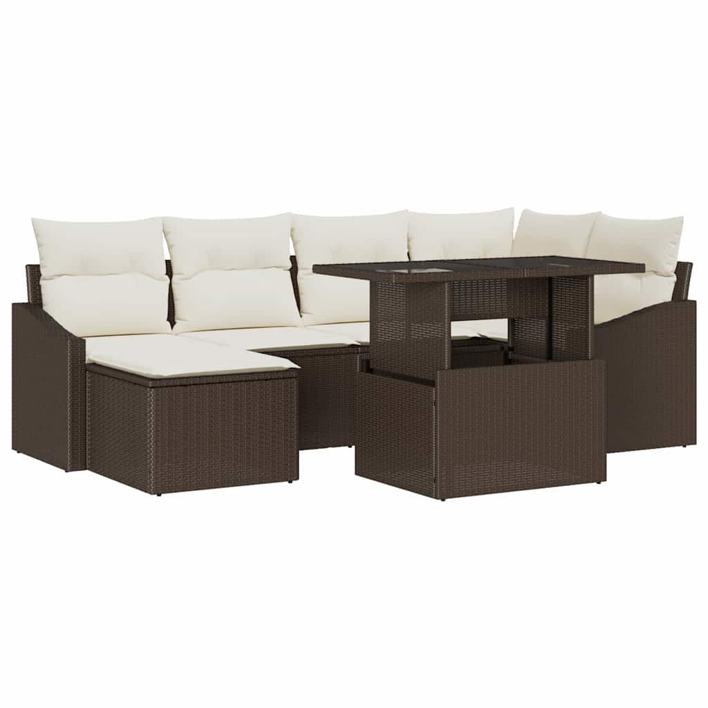 Garten-Sofa-Set 7 stk. Braun und Creme