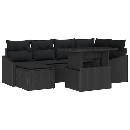 Garten-Sofa-Set 7 stk. Schwarz