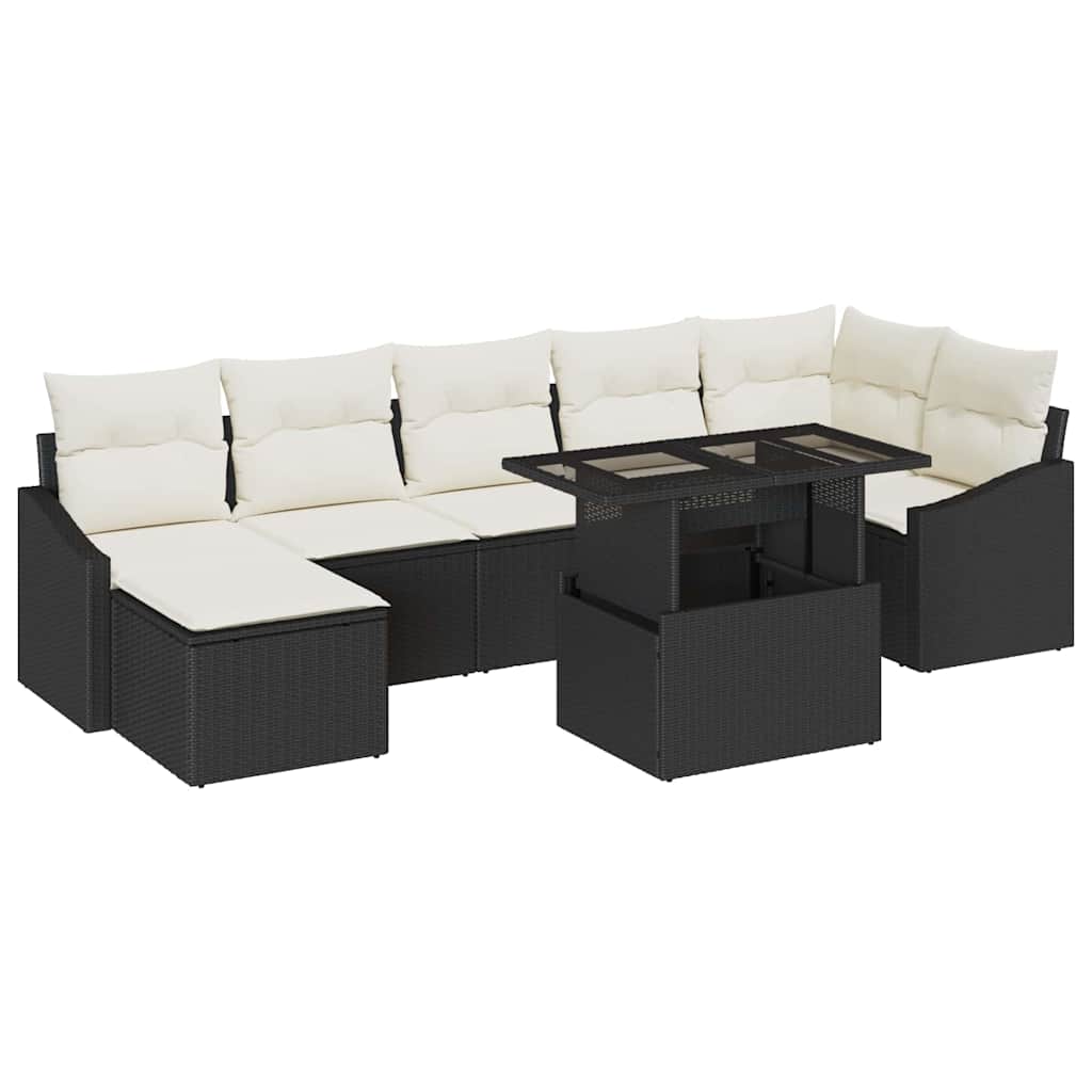Garten-Sofa-Set 8 stk. Schwarz und Creme