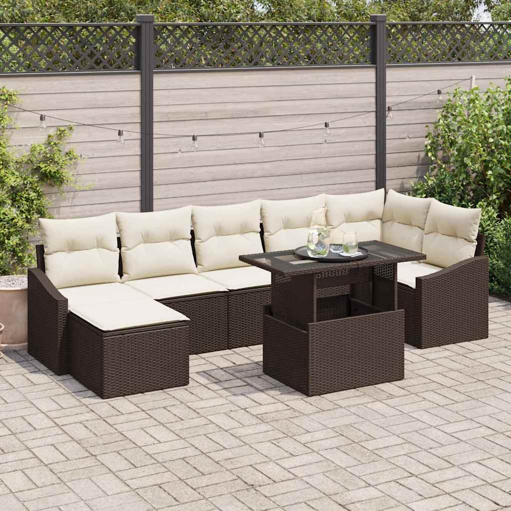 Garten-Sofa-Set 8 stk. Braun und Creme