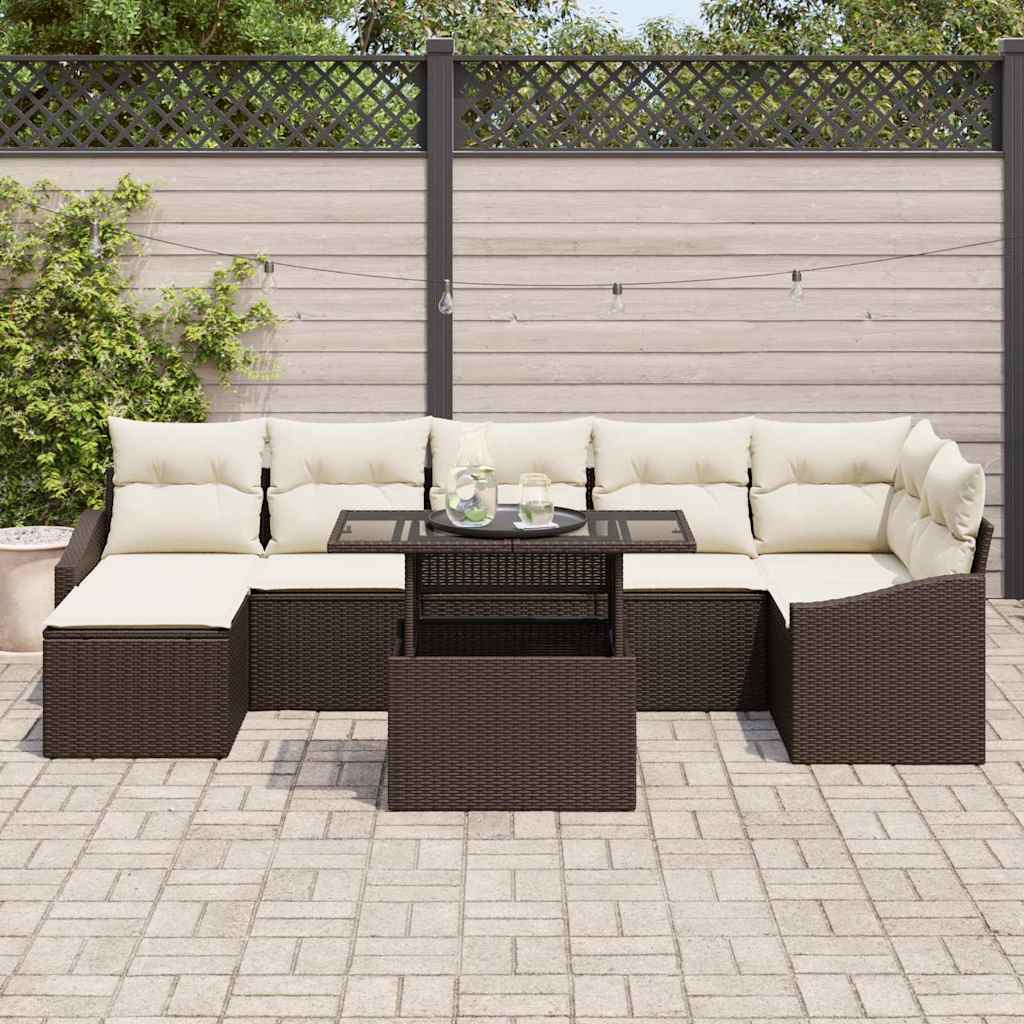 Garten-Sofa-Set 8 stk. Braun und Creme