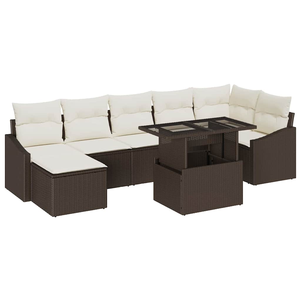 Garten-Sofa-Set 8 stk. Braun und Creme