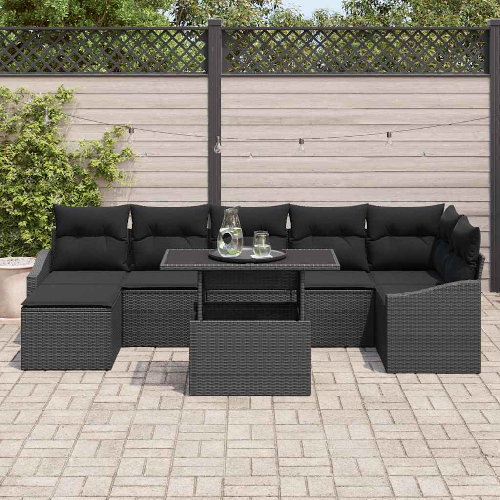 Garten-Sofa-Set 8 stk. Schwarz