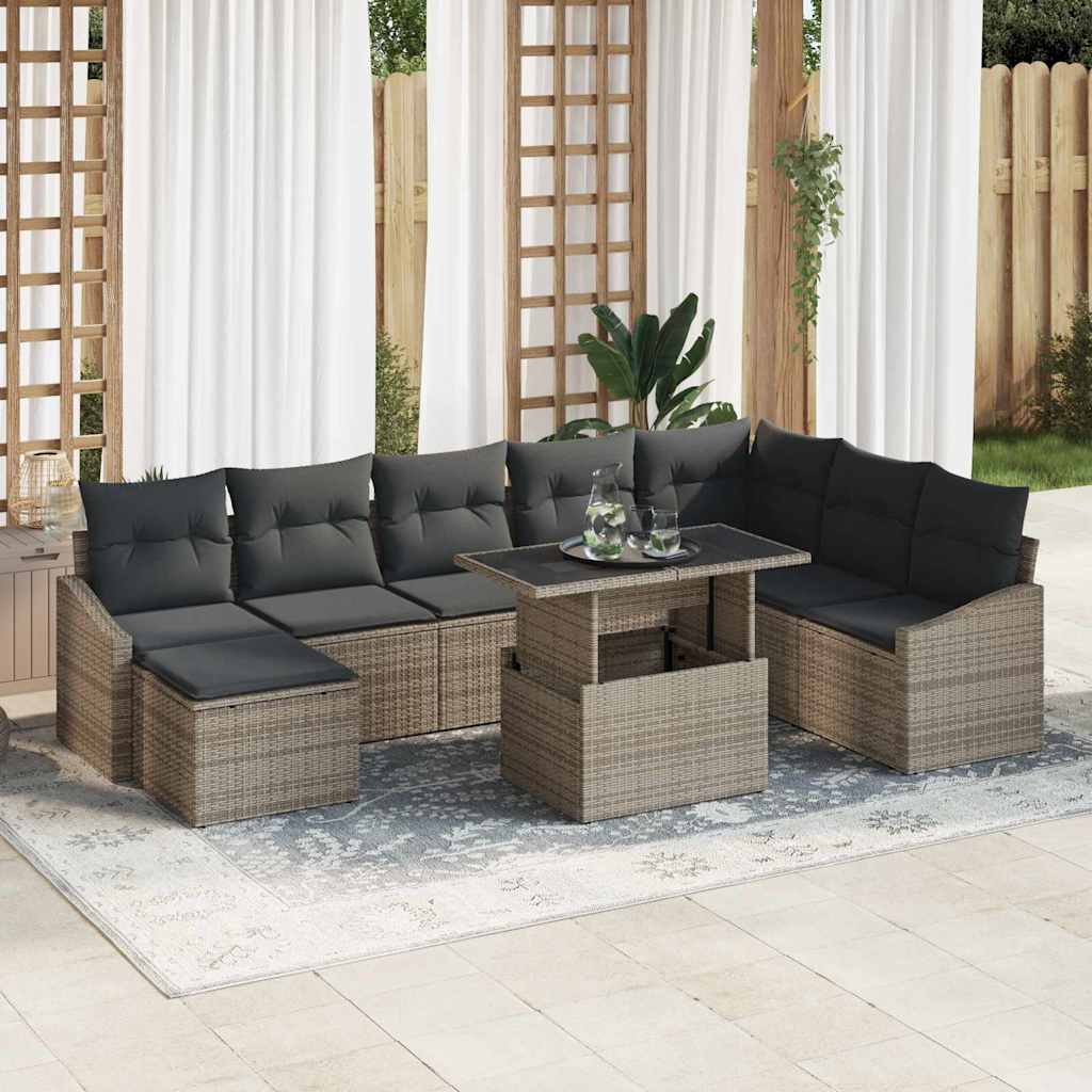 Garten-Sofa-Set 9 stk. Grau