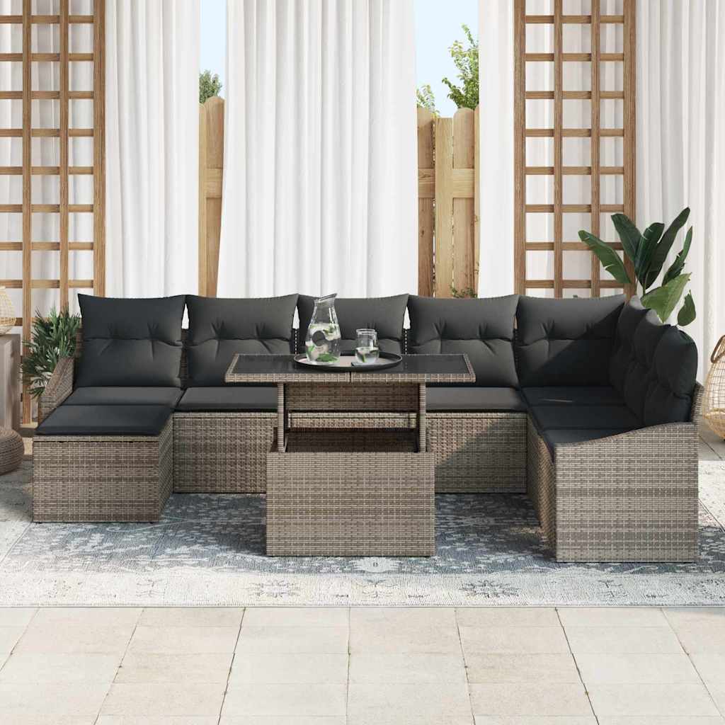 Garten-Sofa-Set 9 stk. Grau