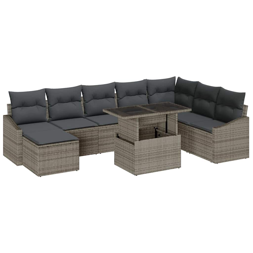 Garten-Sofa-Set 9 stk. Grau