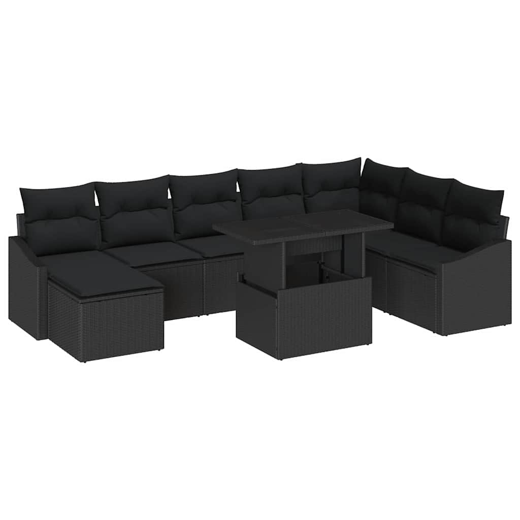 Garten-Sofa-Set 9 stk. Schwarz