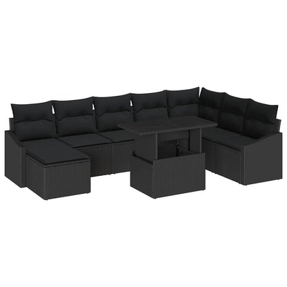 Garten-Sofa-Set 9 stk. Schwarz