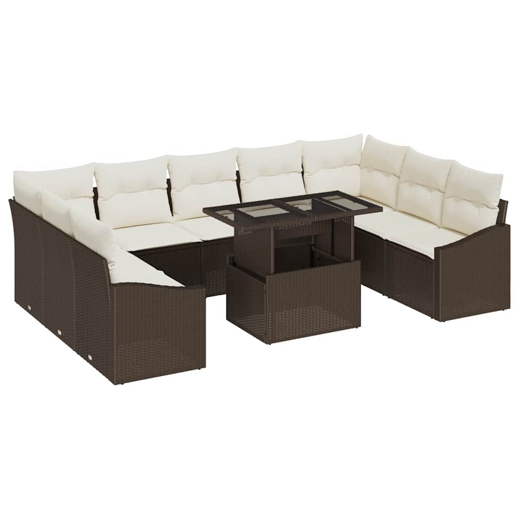 Garten-Sofa-Set 10 stk. Braun und Creme