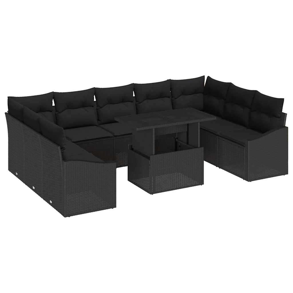 Garten-Sofa-Set 10 stk. Schwarz