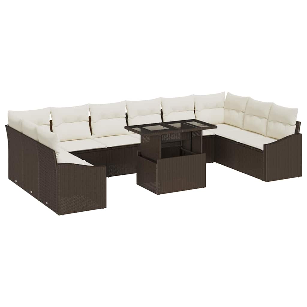 Garten-Sofa-Set 11 stk. Braun und Creme