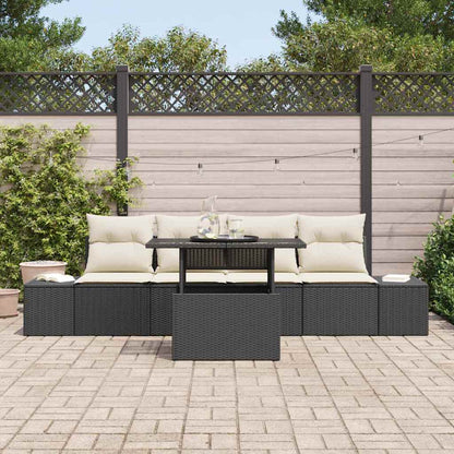 Garten-Sofa-Set 5 stk. Schwarz und Creme