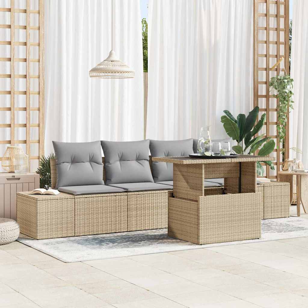 Garten-Sofa-Set 5 stk. Beige und Hellgrau