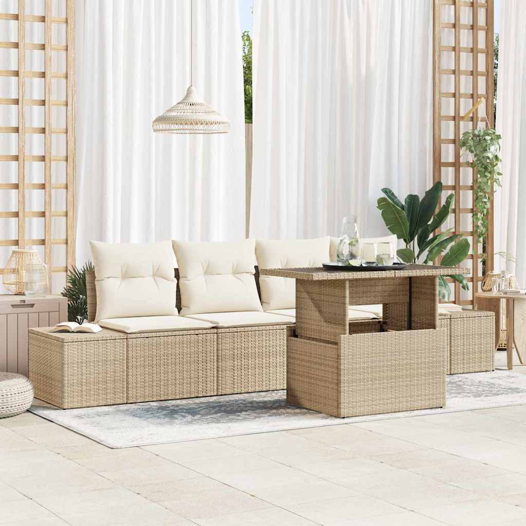 Garten-Sofa-Set 5 stk. Beige und Creme
