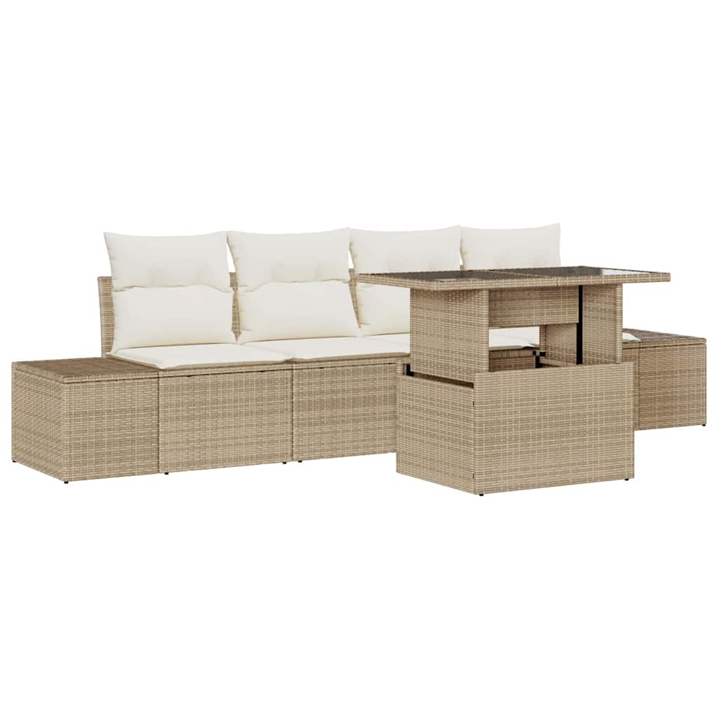Garten-Sofa-Set 5 stk. Beige und Creme