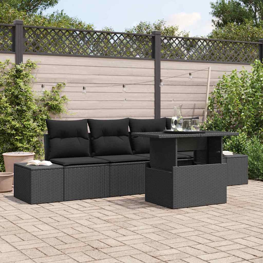 Garten-Sofa-Set 5 stk. Schwarz