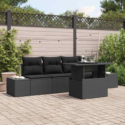 Garten-Sofa-Set 5 stk. Schwarz