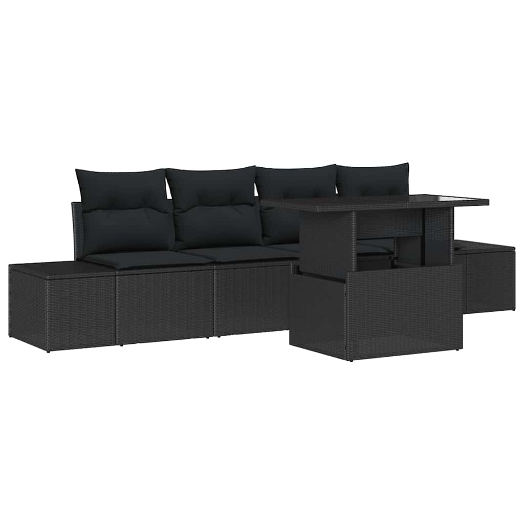 Garten-Sofa-Set 5 stk. Schwarz
