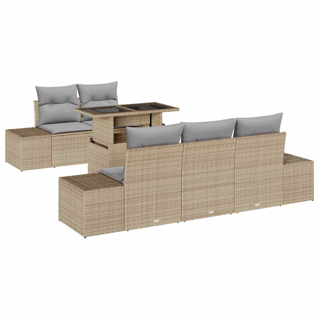 Garten-Sofa-Set 6 Stk. Beige und Hellgrau