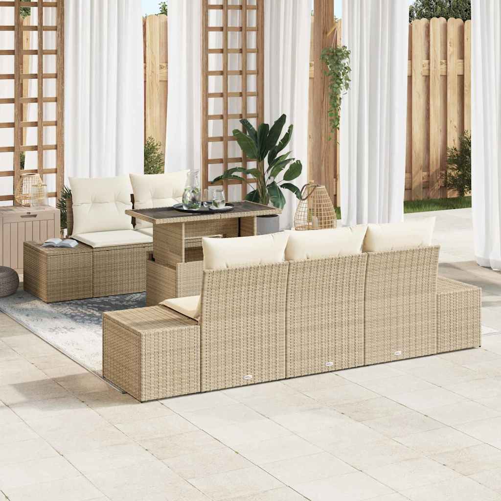 Garten-Sofa-Set 6 stk. Beige und Creme