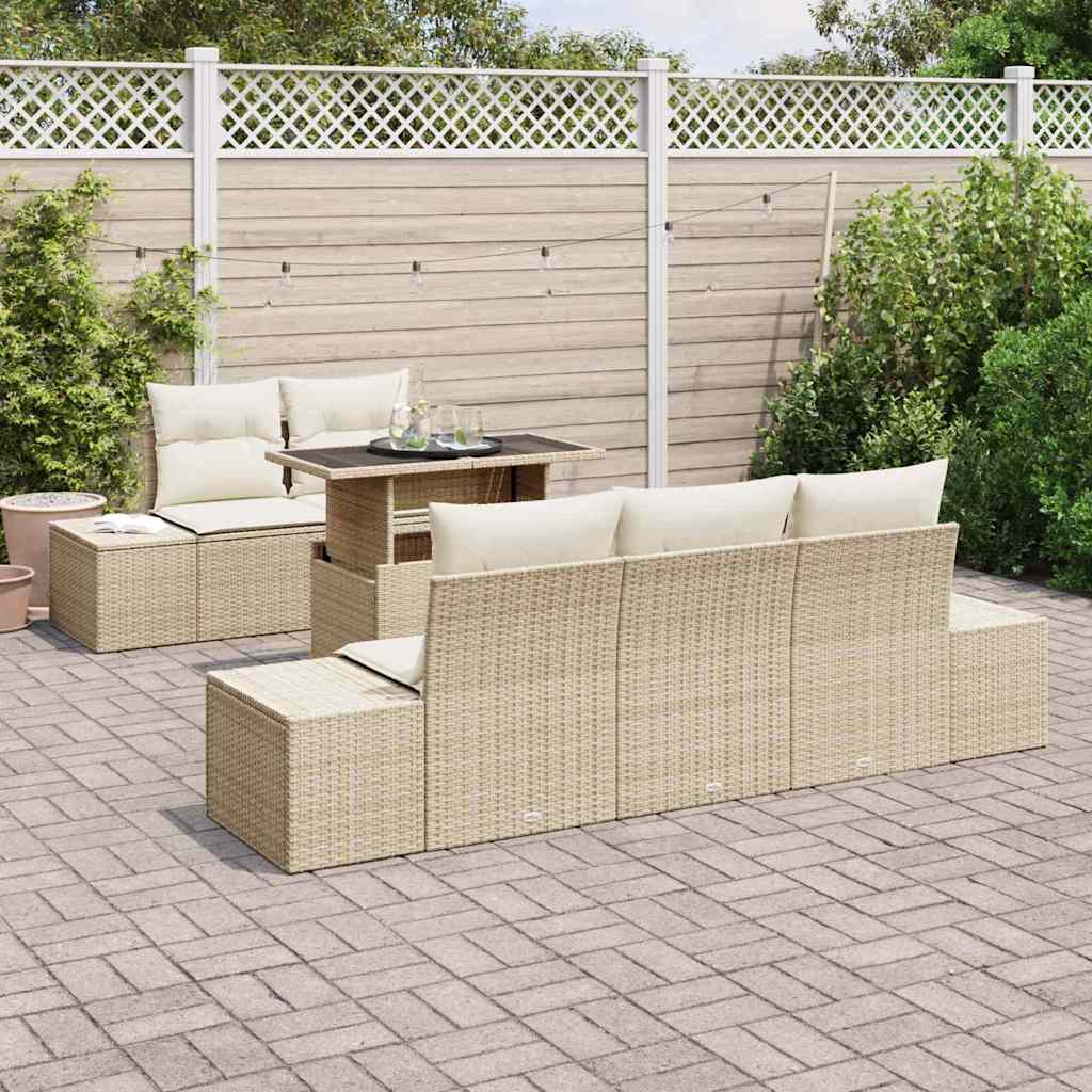Garten-Sofa-Set 6 stk. Beige und Creme