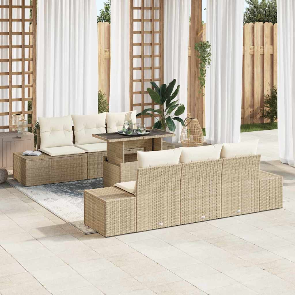 Garten-Sofa-Set 7 stk. Beige und Creme