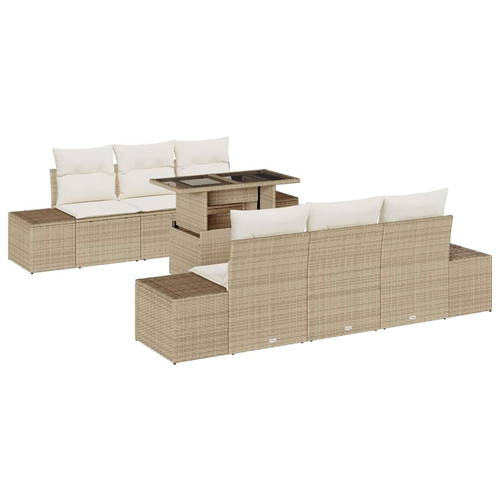Garten-Sofa-Set 7 stk. Beige und Creme