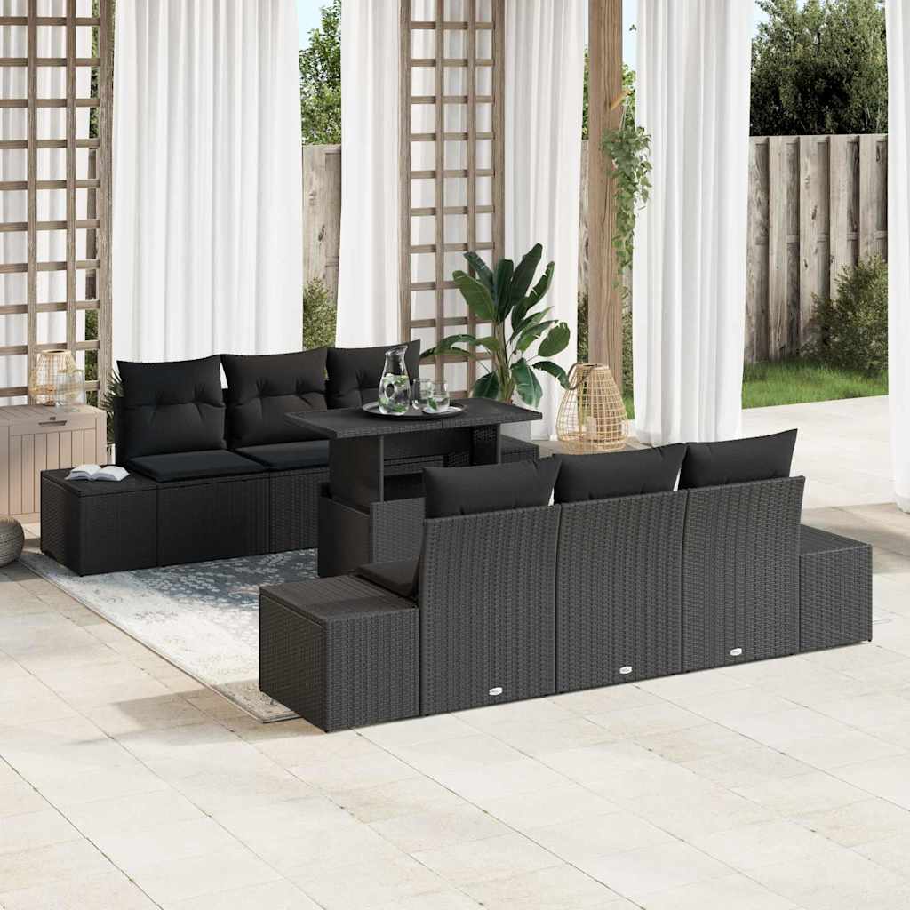 Garten-Sofa-Set 7 stk. Schwarz