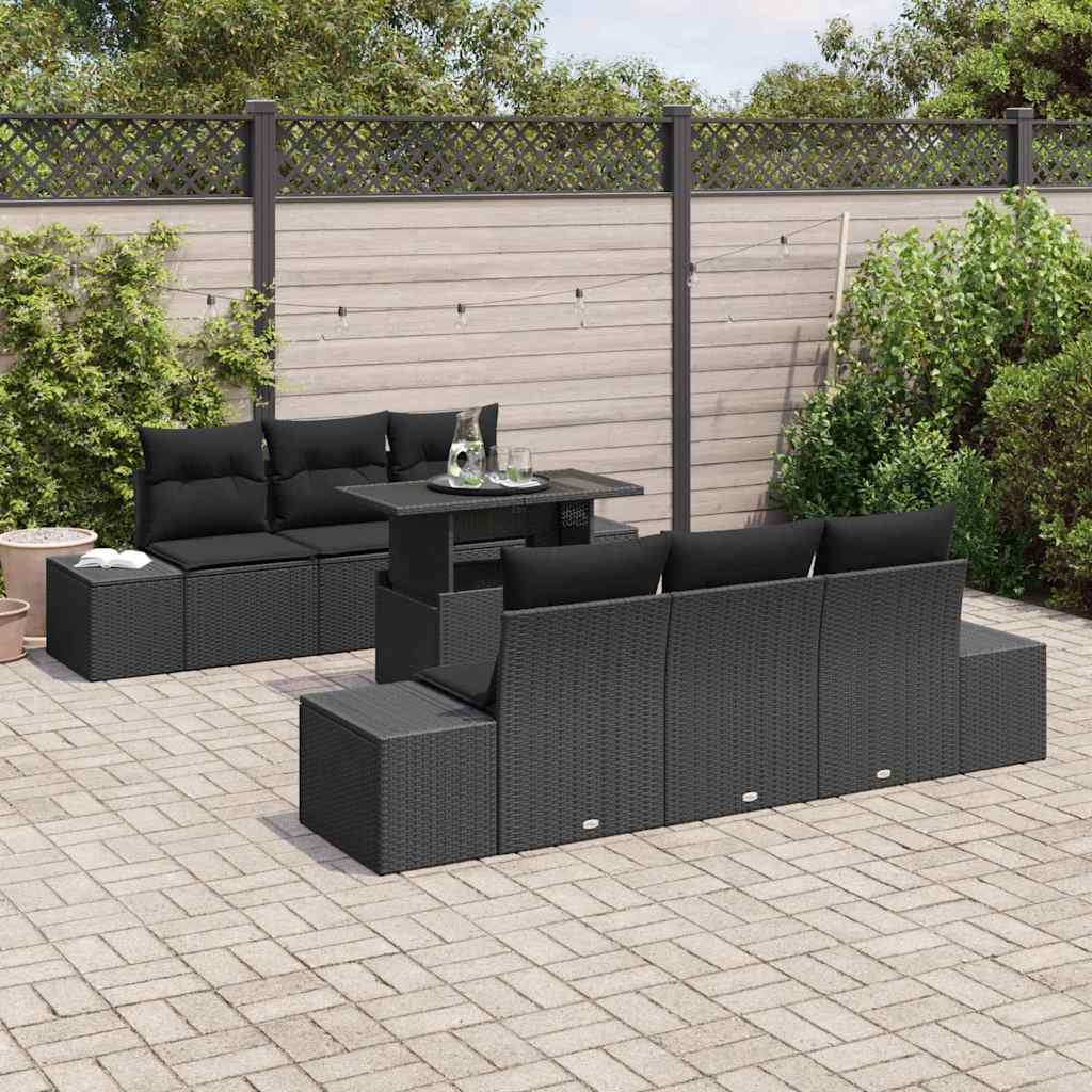 Garten-Sofa-Set 7 stk. Schwarz