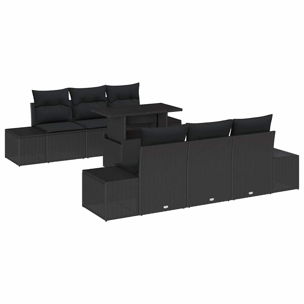Garten-Sofa-Set 7 stk. Schwarz